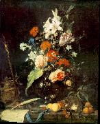 HEEM, Jan Davidsz. de Flower Still-life with Crucifix and Skull af oil painting